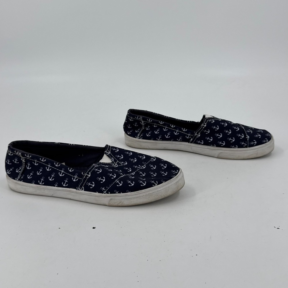 Tommy Bahama Sneakers Womens 8 Navy White Anchor Print Canvas Comfort Slip On
